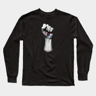 Flag of South Korea on a Raised Clenched Fist Long Sleeve T-Shirt